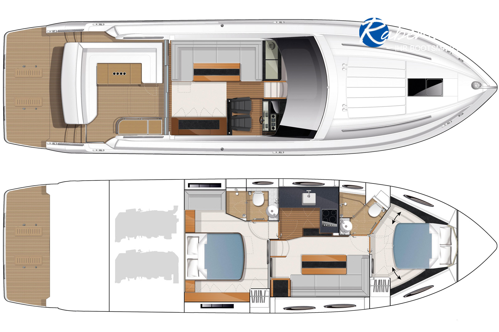 This Prncess V52 is for sale - layout view
